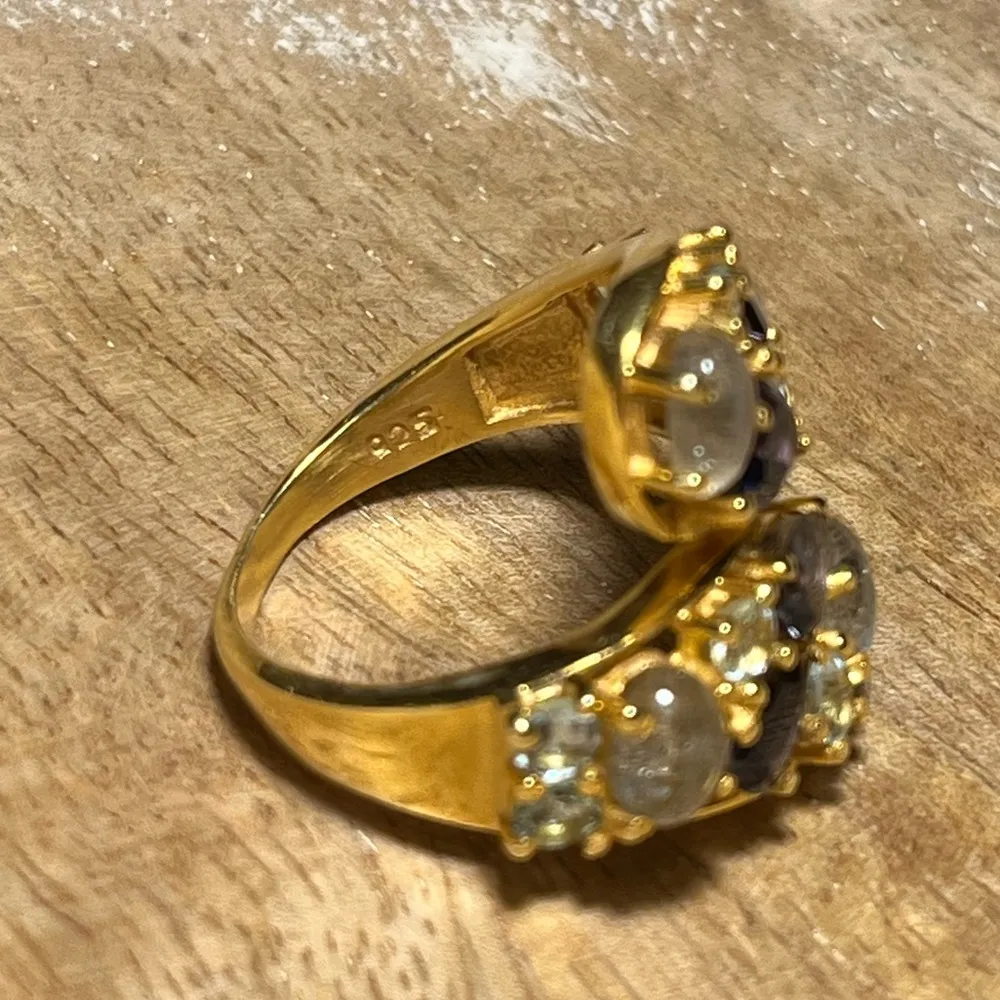 Gemstone Bypass Gold Vermeil Over Sterling Silver Ring - Image 5