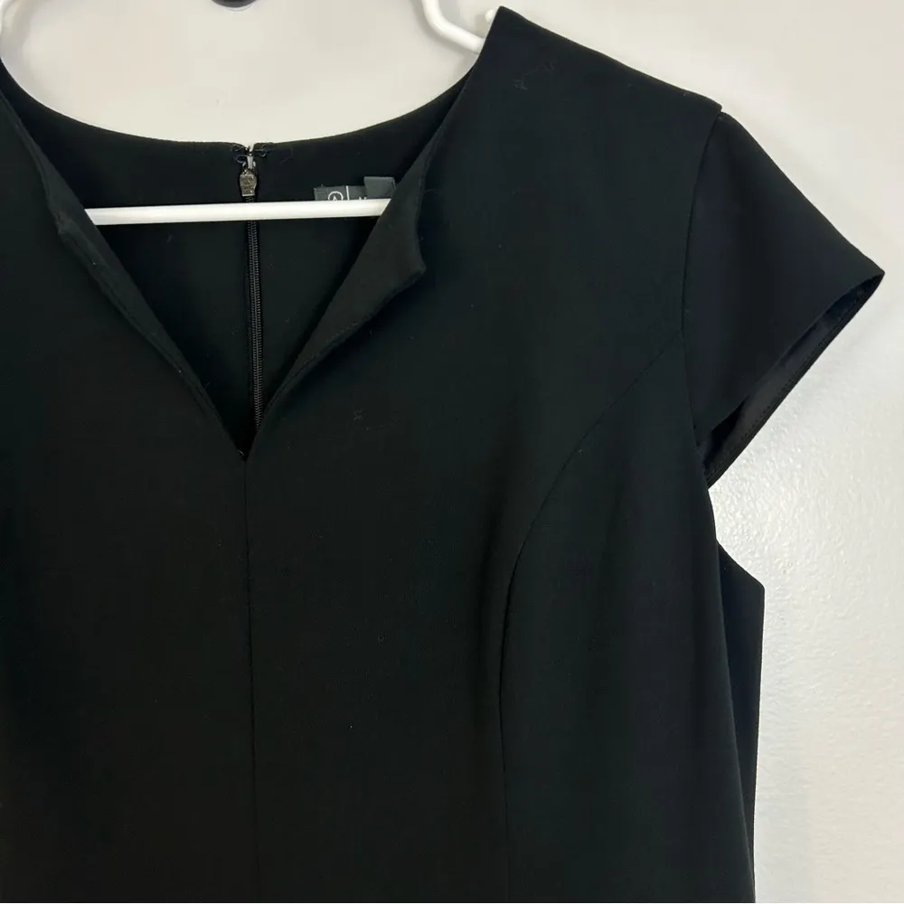 Adrianna Papell Black V-neckline Peplum Sheath Dress Size 12 - Image 4