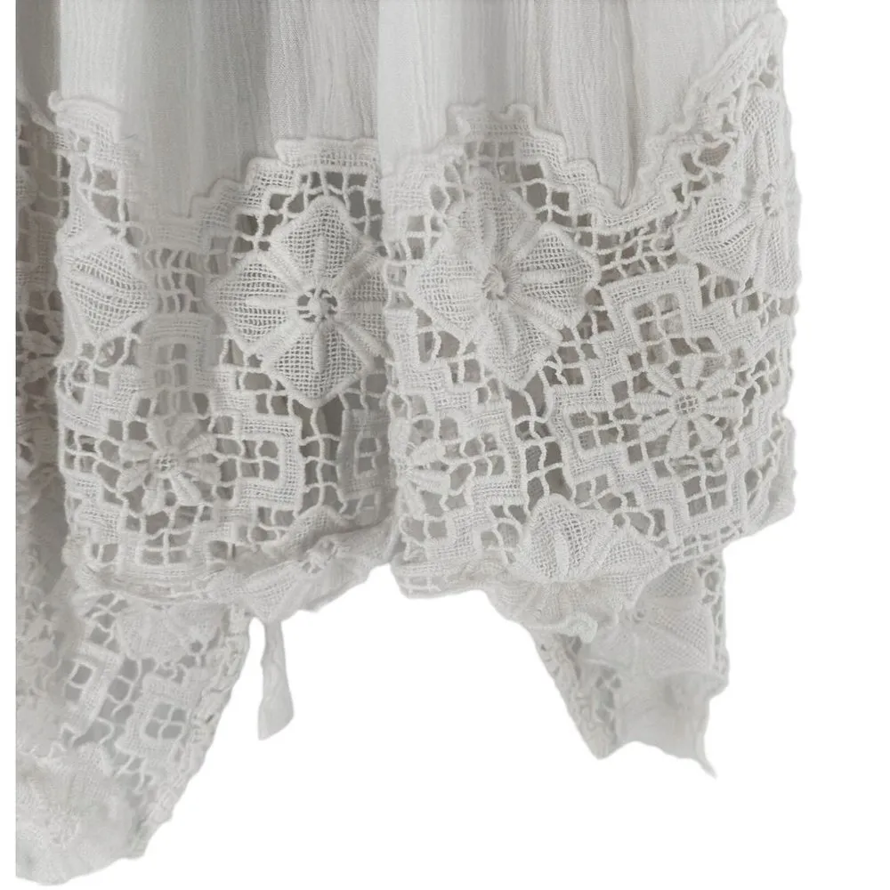 Free People White Gauze and Lace Open Back Halter Top Size XS - Image 4