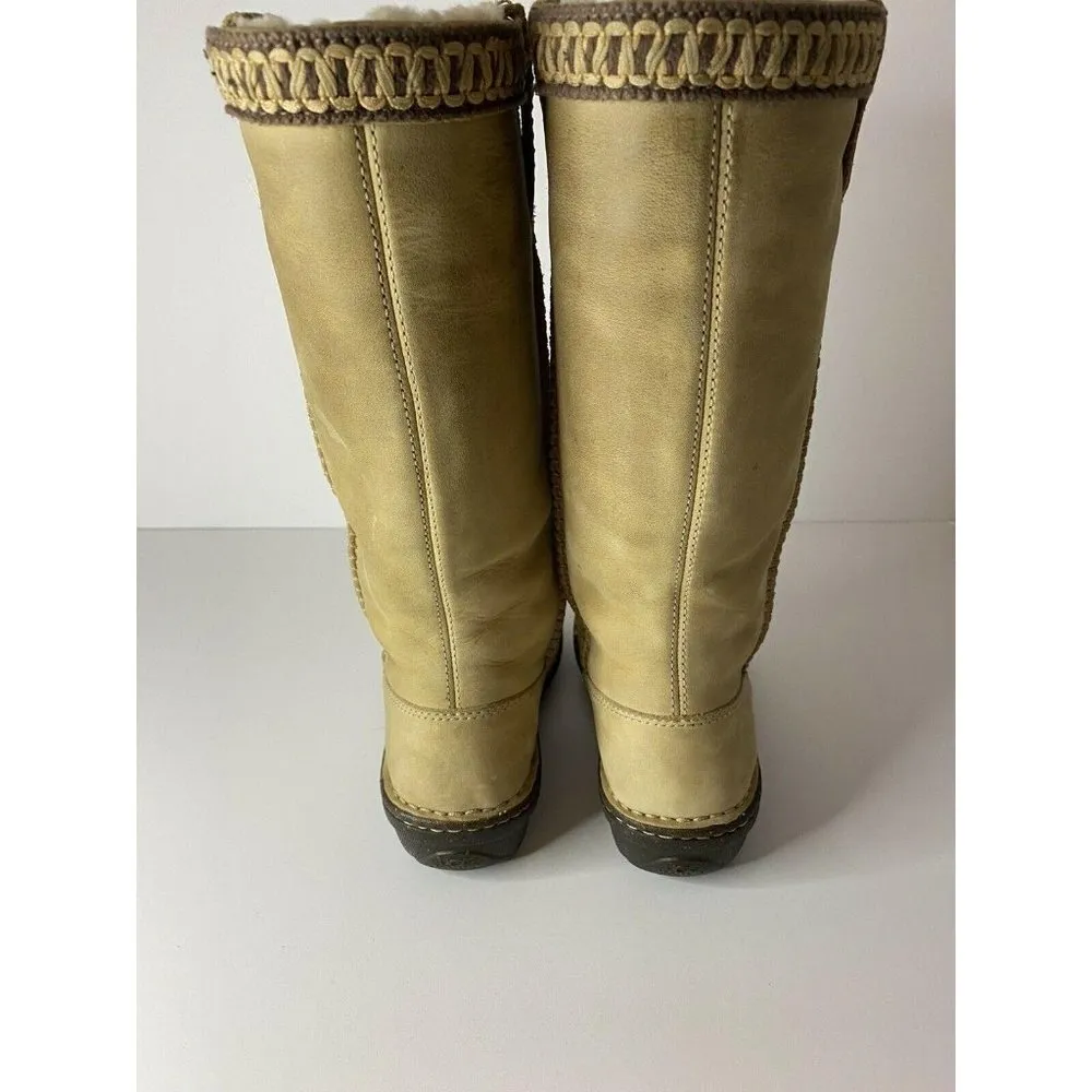 UGG Braided Size 5 Knee-High Riding Boots Suede Sheepskin Shearling Tan EUC - Image 8