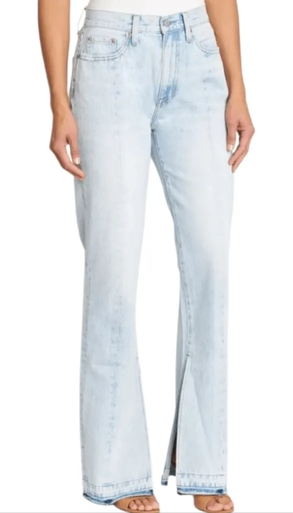 Pistola Jeans Alexa Hi Rise Slim Flare Denim Split / Slit Hem Light Wash Size 30 - Image 1