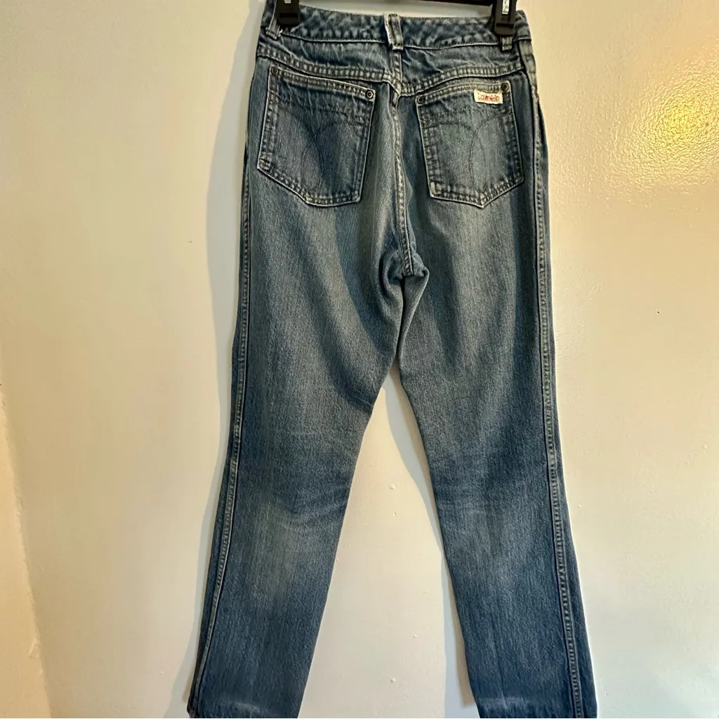 Vintage Calvin Klein Denim Jeans High Waist Straight Leg Jeans Light Wash - Image 3