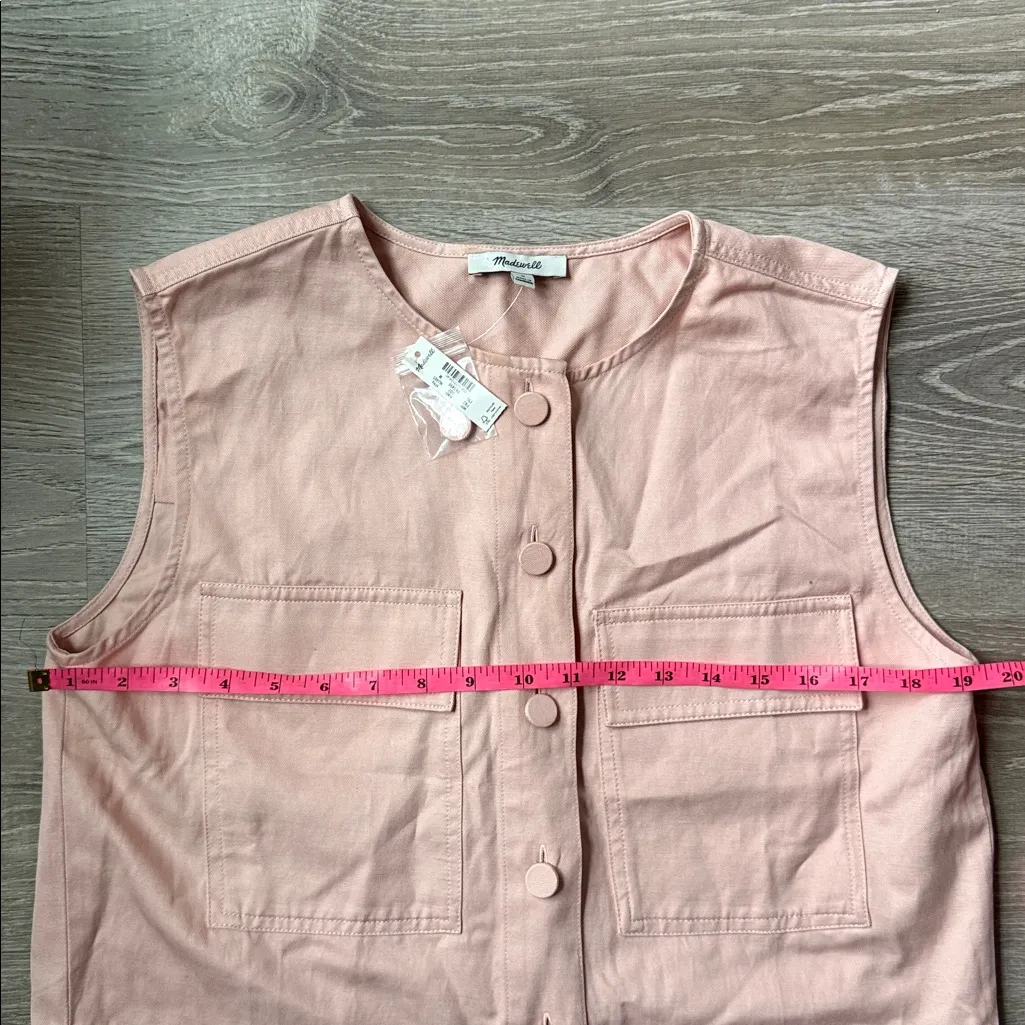 NEW Madewell Crop Cargo-Pocket Crewneck Top in pale blush Medium - Image 6