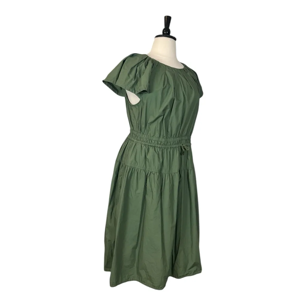 Lane Bryant Midi Dress Poplin Cotton Smocked Waist Olive Green Women’s Size 20 - Image 2