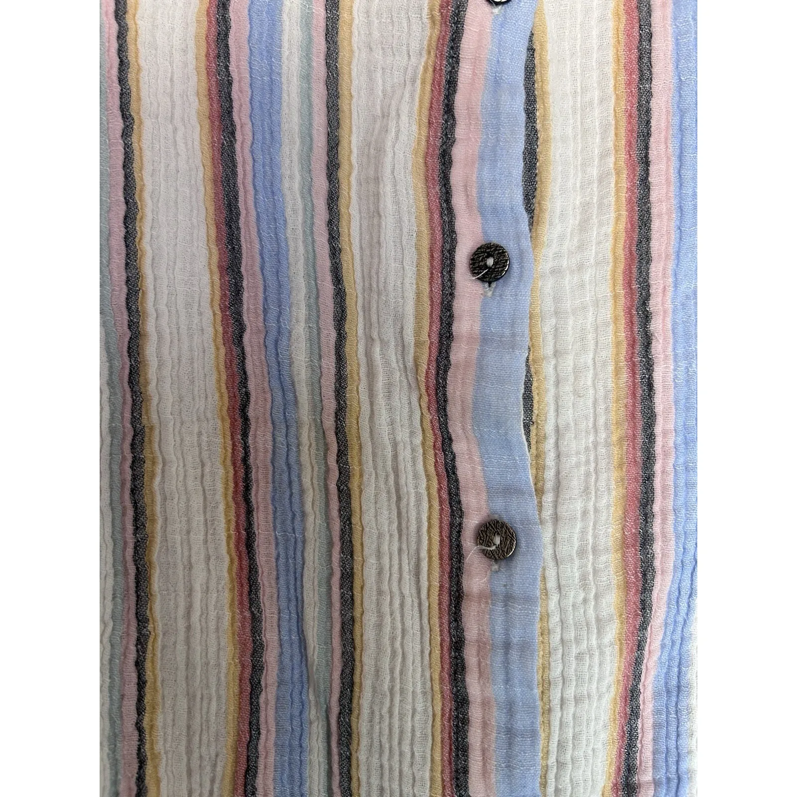 Soft Surroundings Senna Gauze Tunic Shirt Women's Large Button-Up Collar Striped - Image 4