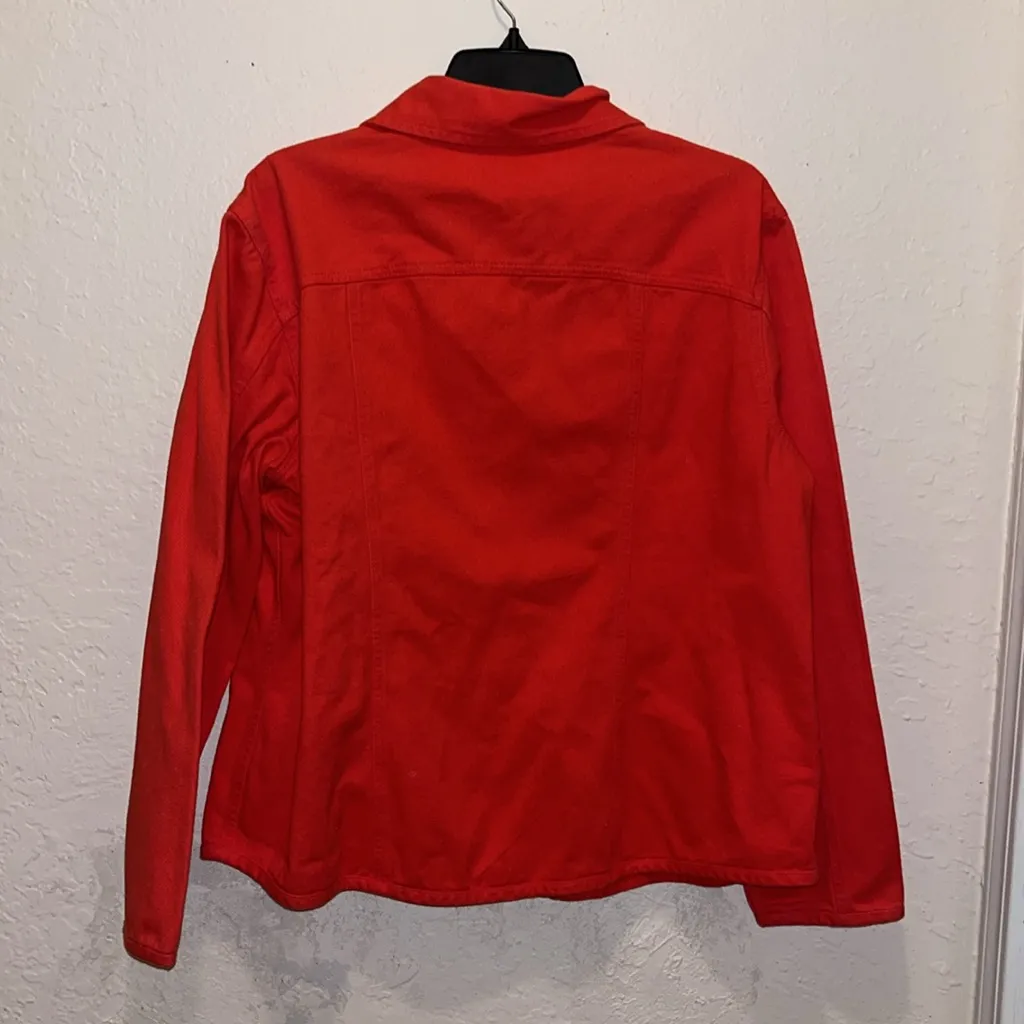 Vintage Chico's Red Denim Jacket Jean Jacket Red Jean Jacket - Image 4