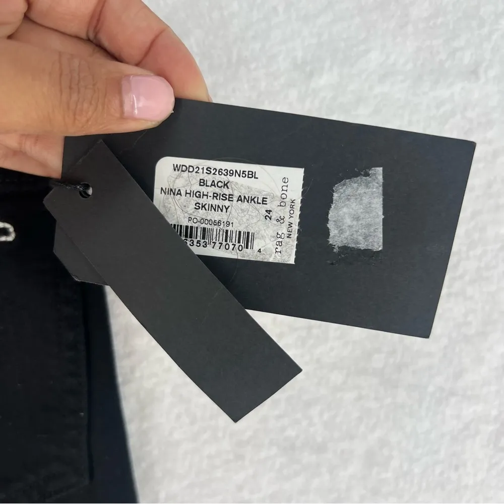 Rag & Bone High Rise Ankle Skinny Stretch Distressed Ripped Black Denim Jean‎ - Image 11