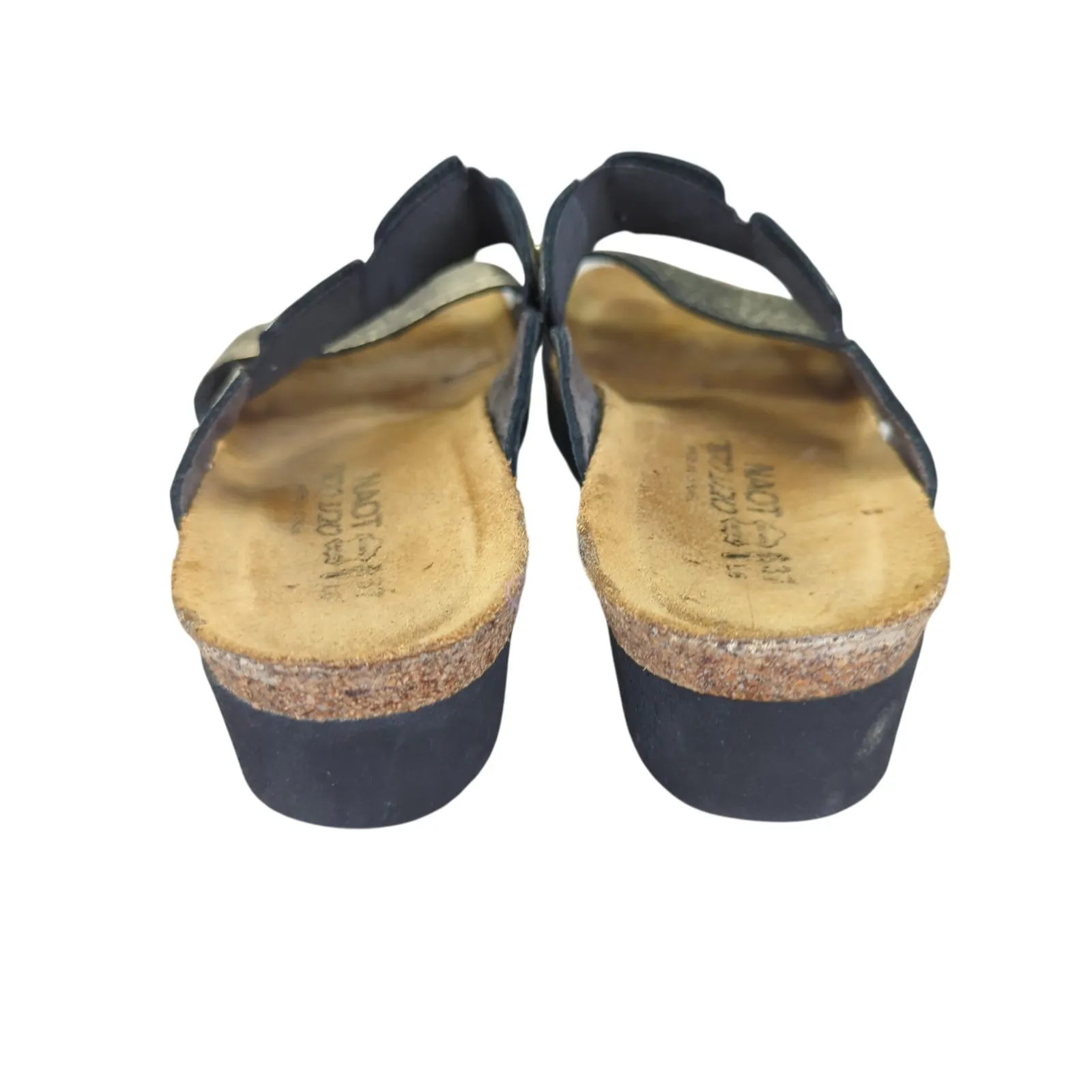 Naot‎ Ashley Women's Leather Sandals Size 37 6 Gold Metallic Comfort Slides - Image 6