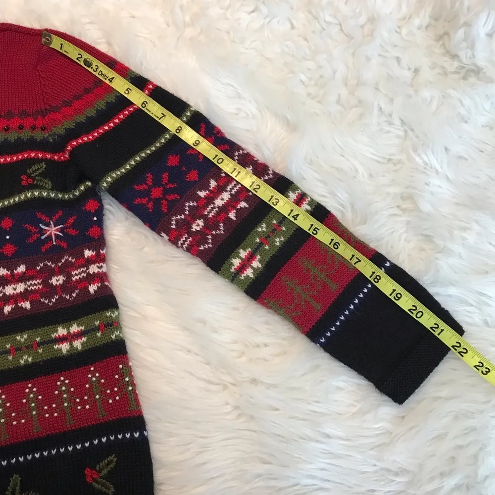 VTG Petite Sophisticate Wool blend fair isle holiday Christmas sweater Medium - Image 9