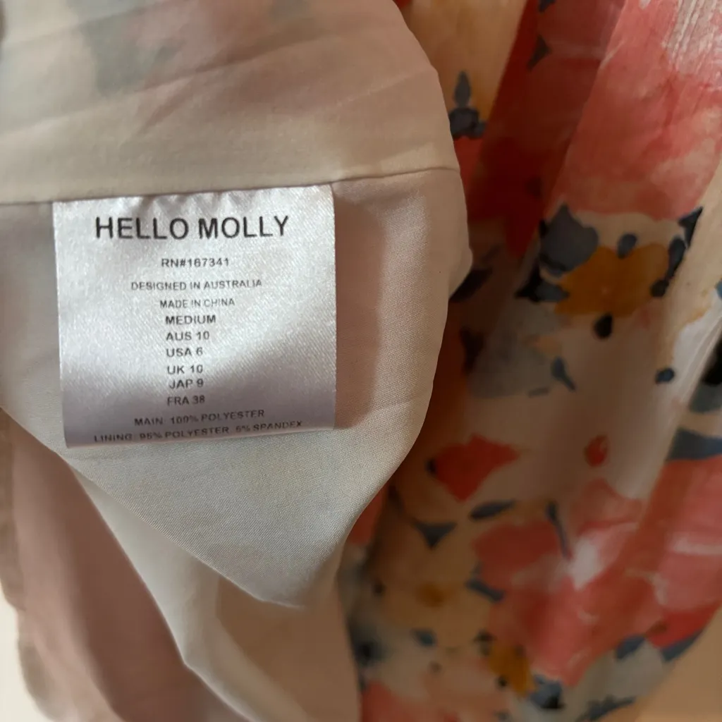 Hello Molly Field of Memories Midi Dress Floral Print Multi Smock Cutout Size 6 - Image 14