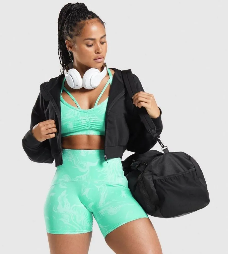 Gymshark Power High Rise Shorts Bright Turquoise Print Size: S - Image 4