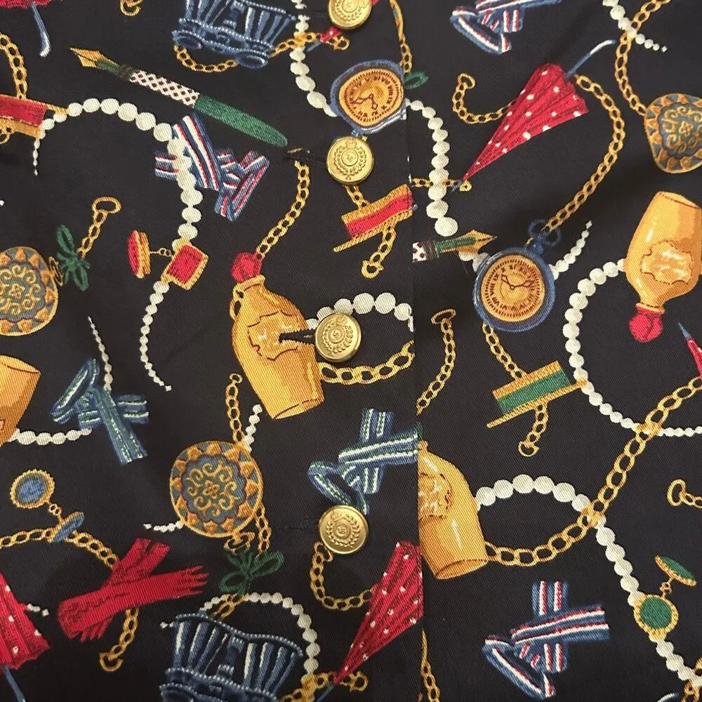 Liz Sport Vintage Vest Gold Buttons Pearls Gold Watch Fancy Jewelry Womens Sz 16 - Image 2