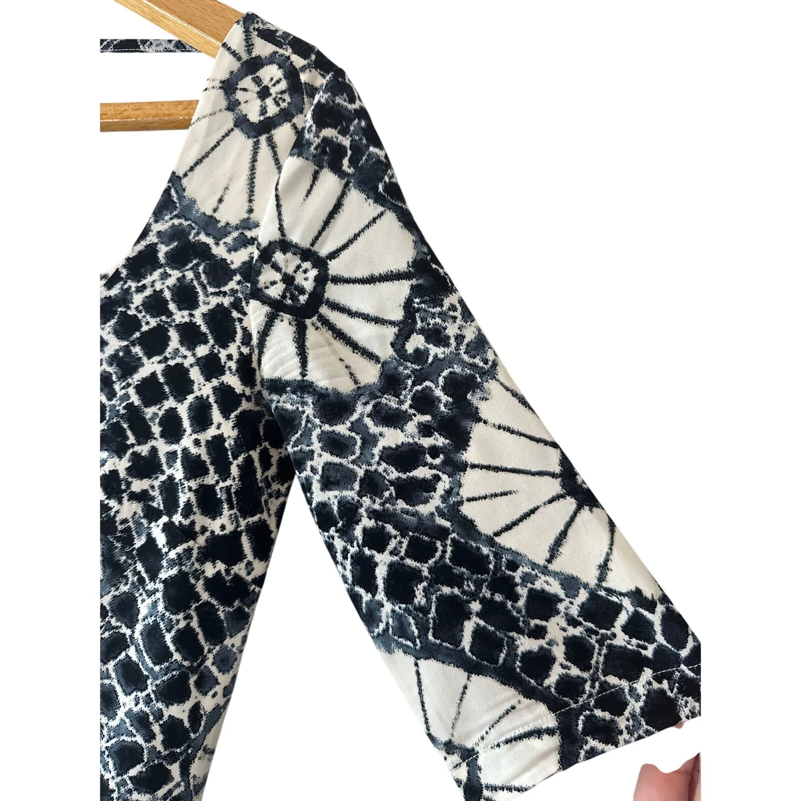 Samantha Sung Navy & White 100% Silk Scoop Neck Dress Size 2 Blue - Image 7