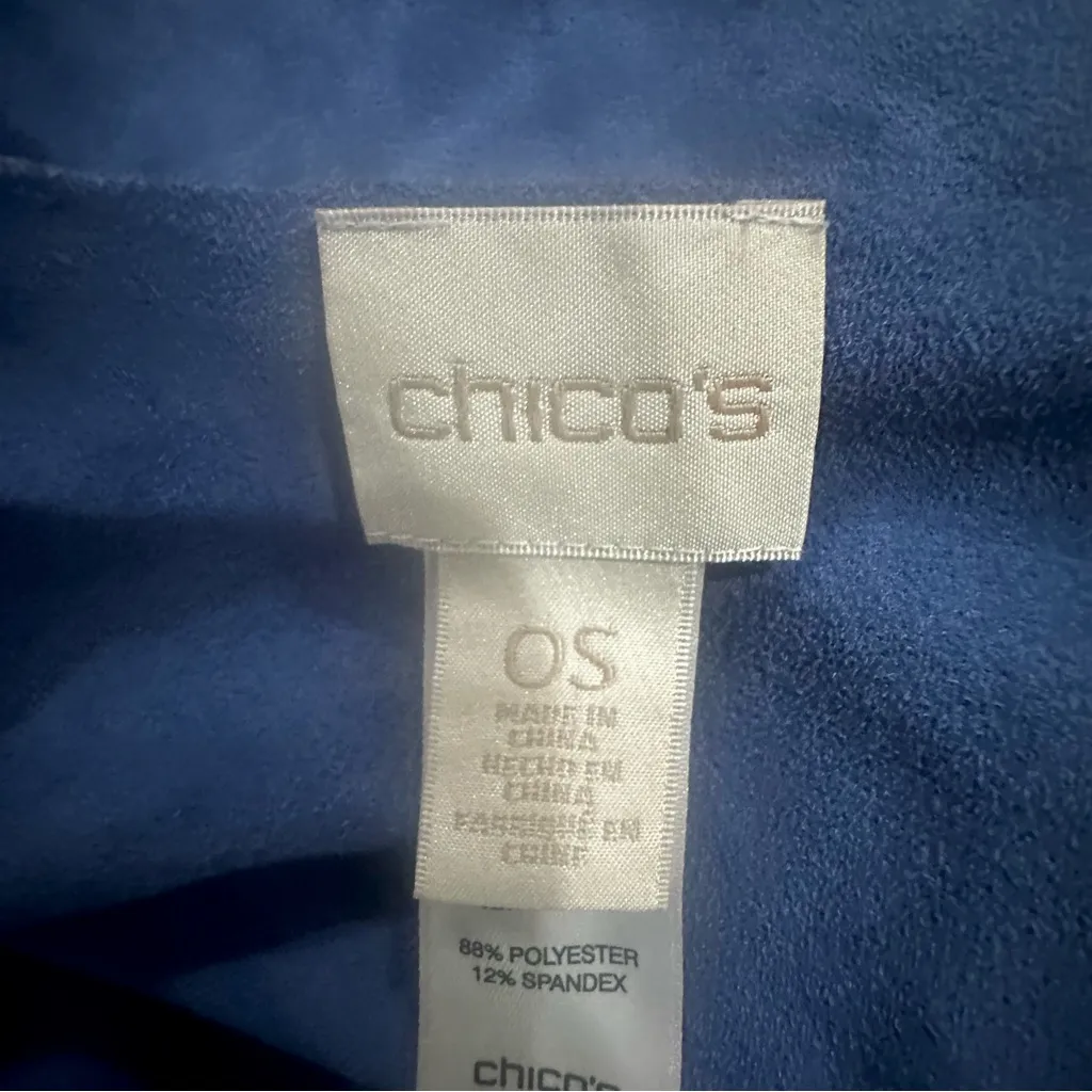 Chico's Chico’s Blue Laser Cut Open Front Shawl wrap One Size - Image 6
