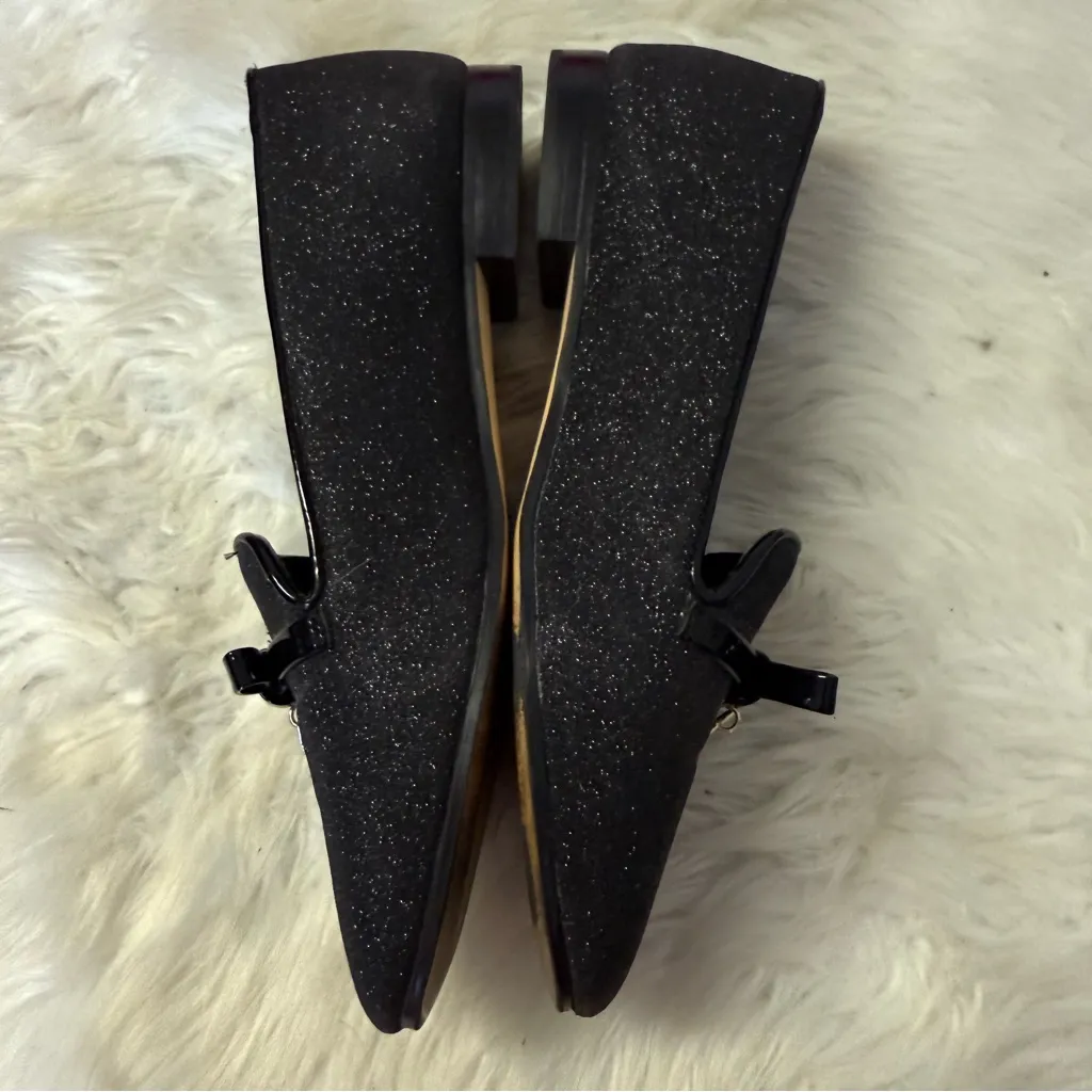 Kate Spade Black Glitter Loafers with Bow Charm - Image 7