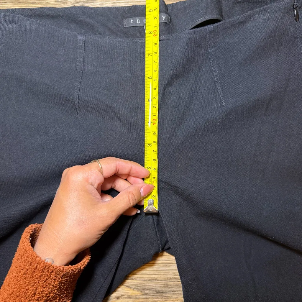 Theory Black Classic Dress Pants Side Zipper Split Hem 4 - Image 9