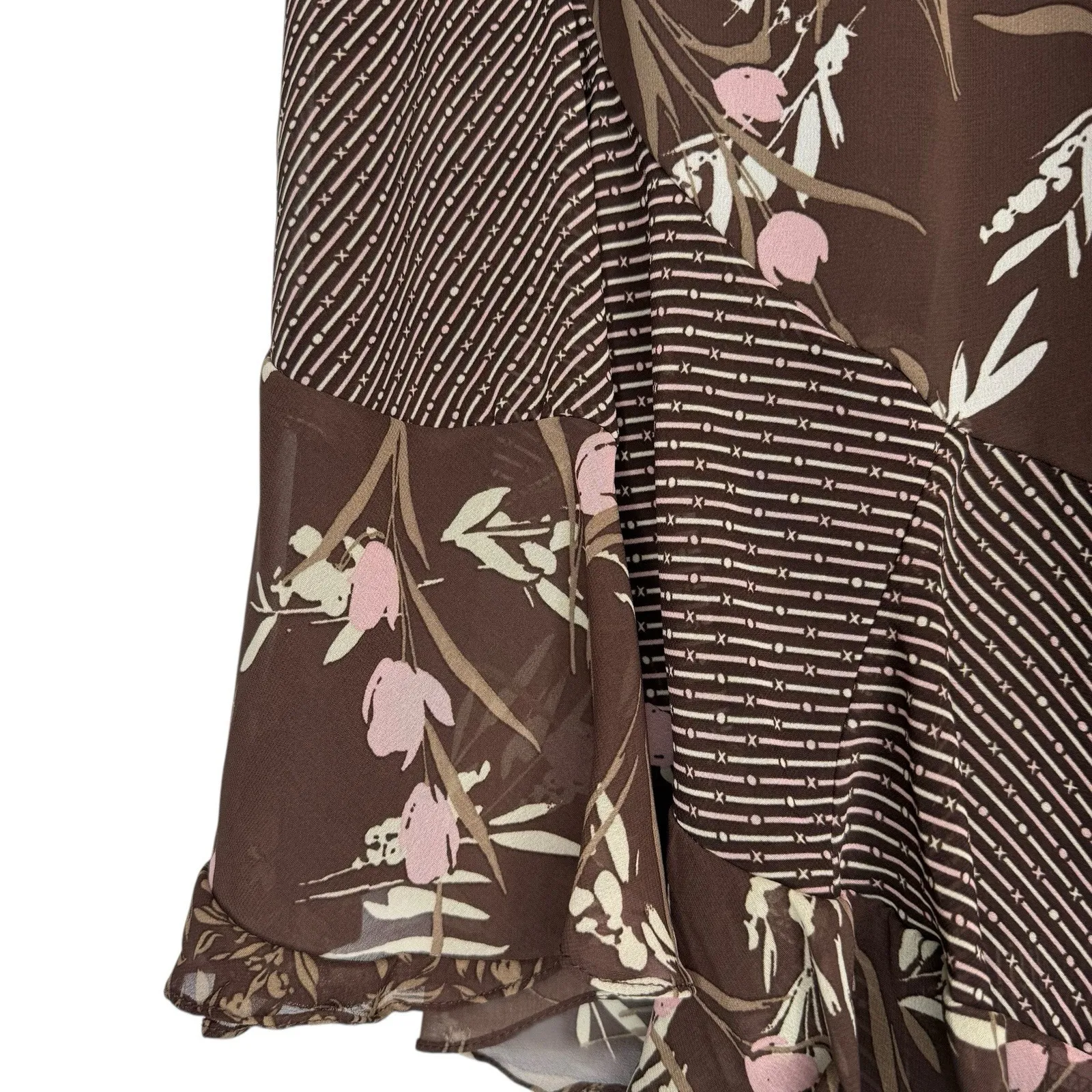 Vintage Y2K 90s Midi Skirt‎ Size 12 Floral Flare Witchy Fairy Grunge Whimsigoth Brown - Image 5