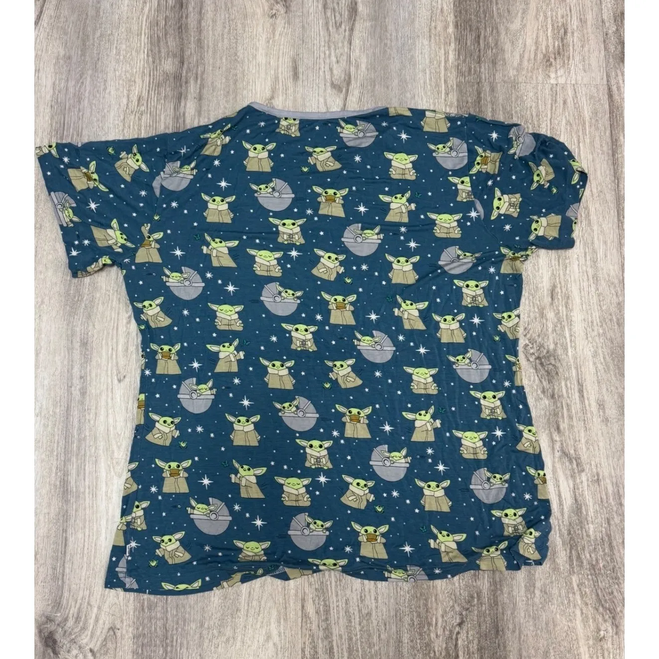 Little Sleepies Star Wars The Mandalorian Grogu Women's Pajama Top XL‎ Blue - Image 3