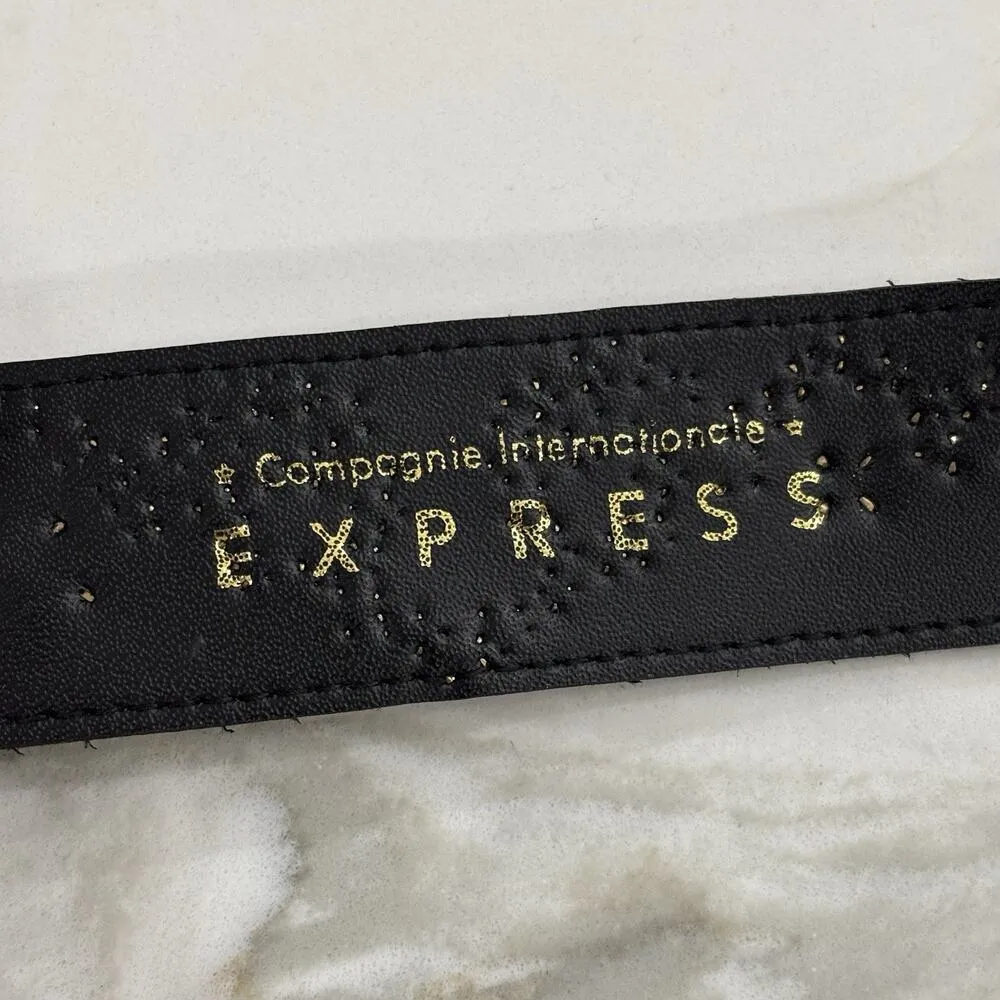 Vintage 90s Express Women’s Size M Black Genuine Suede Gold Studded Belt Western - Image 4