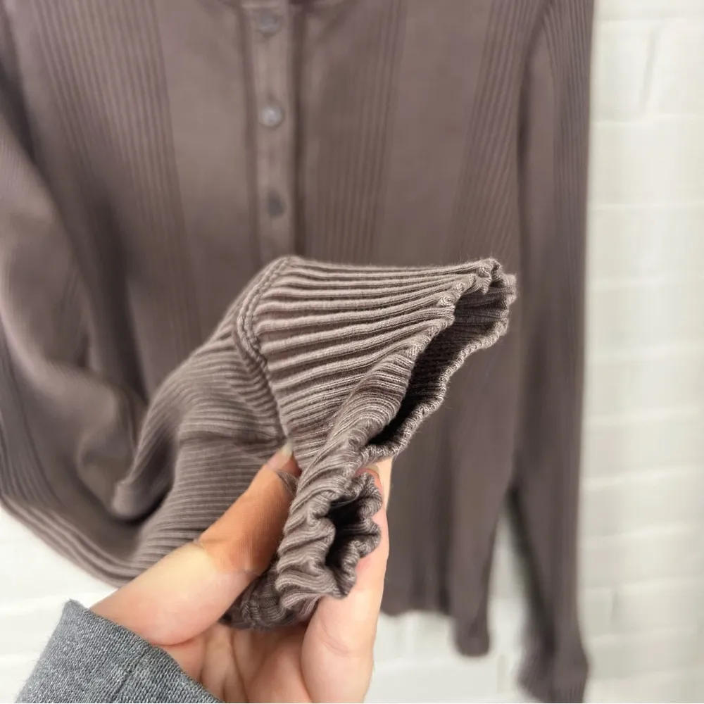 Aerie Road Trip Long Sleeve Henley Ribbed Top Size XL - Image 7