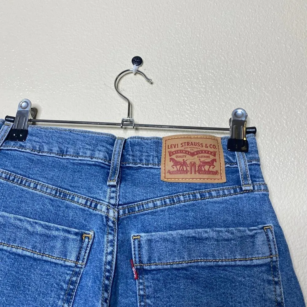 Levi's Mile High Cropped Wide Leg High Rise Denim Jeans Button Fly Size 24 - Image 8