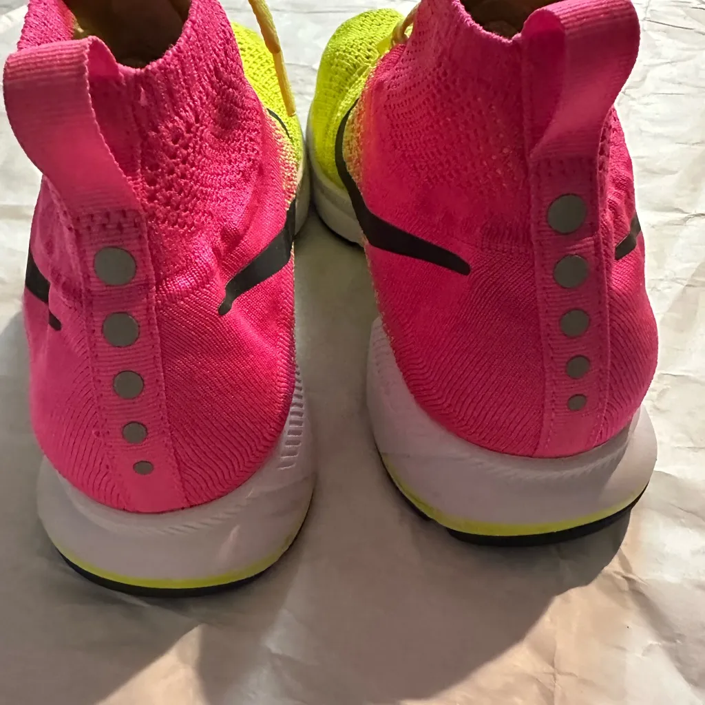 Nike Bright Pink and Lime Green Sneakers - Image 8
