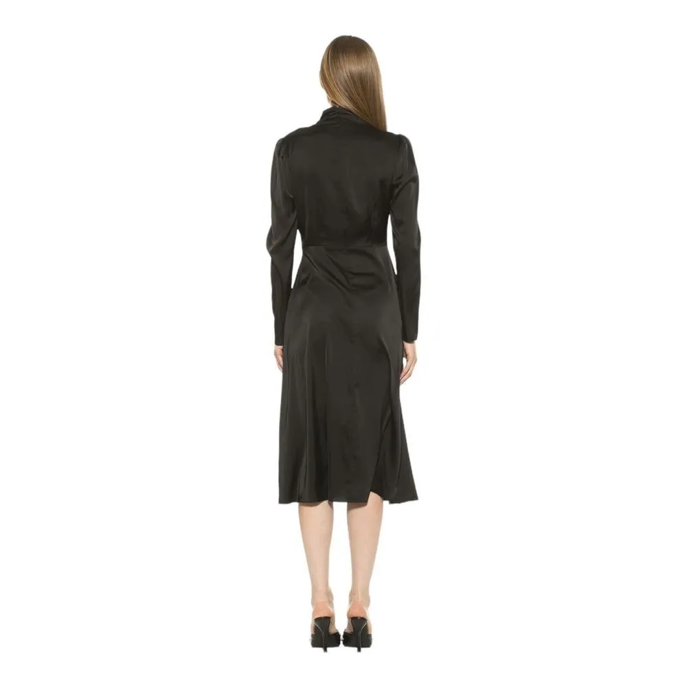 Alexia Admor DENNI DRESS MIDI Dress Size 4 Women’s Black Long Sleeve - Image 4