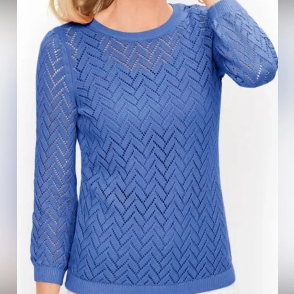 Talbots COTTON LINEN POINTELLE
SWEATER - SOLID - Image 2