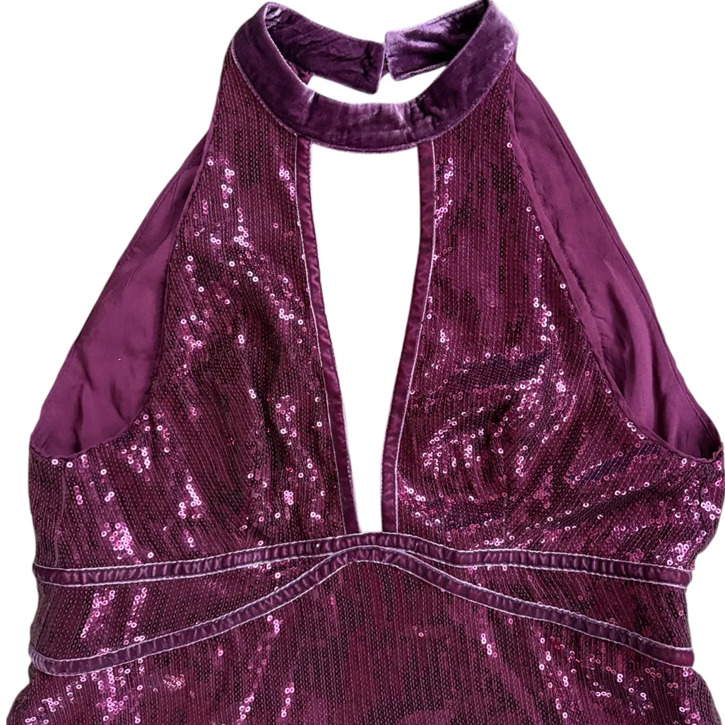 NWT Free People Film Noir Sequin Halter Dress Plum Size 2 Retqip $98.00 - Image 7