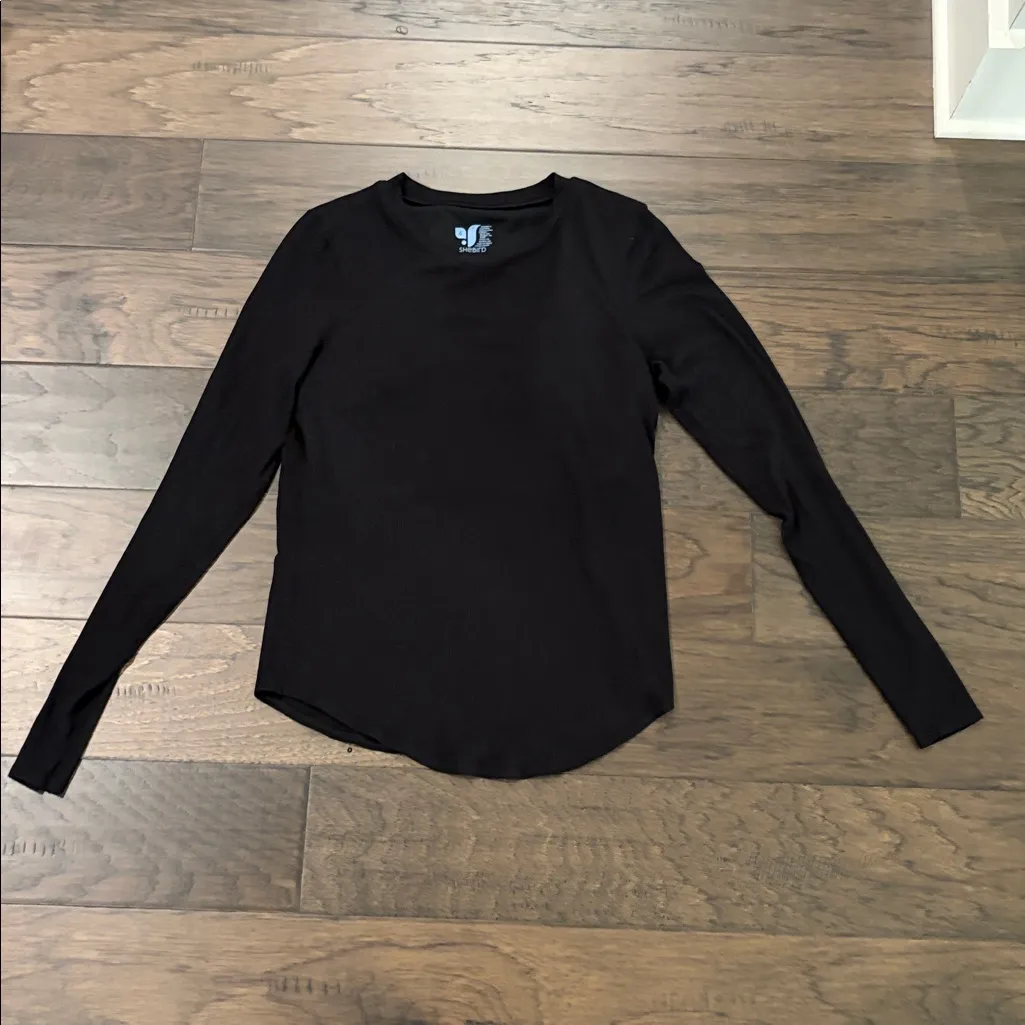 Shebird Aspen Long Sleeve Ribbed Knit Bra Top Sz 4/M Black Size M - Image 6