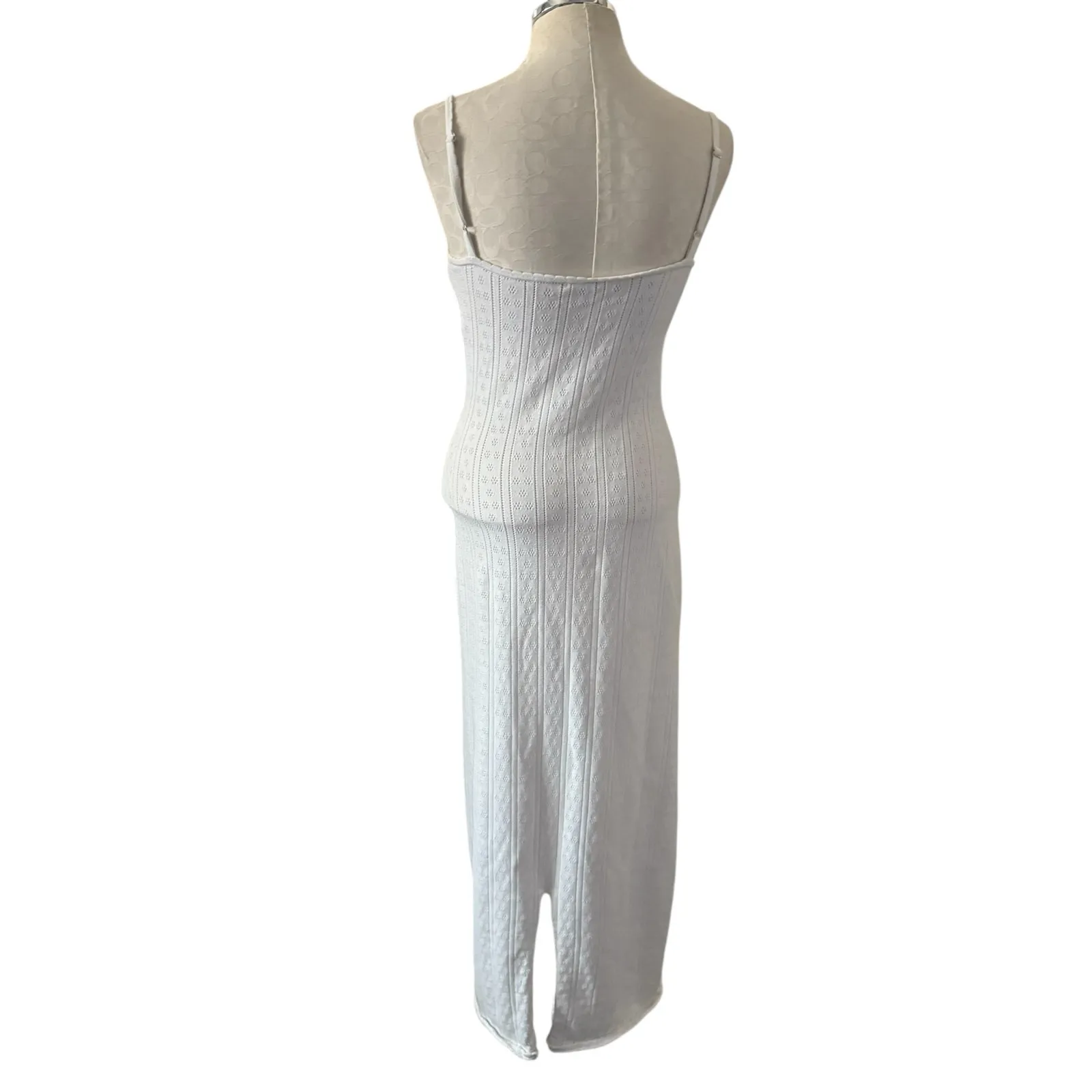 House Of Cb Myla Pointelle Maxi Sweater Dress With Woven Design White Size Large - Image 9