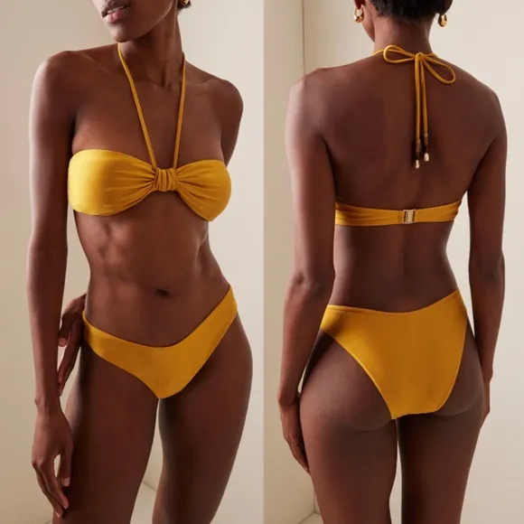 Zimmermann Wylie Halter Two Piece Bikini Swimsuit Mustard AU 2 US 8 NWT - Image 1