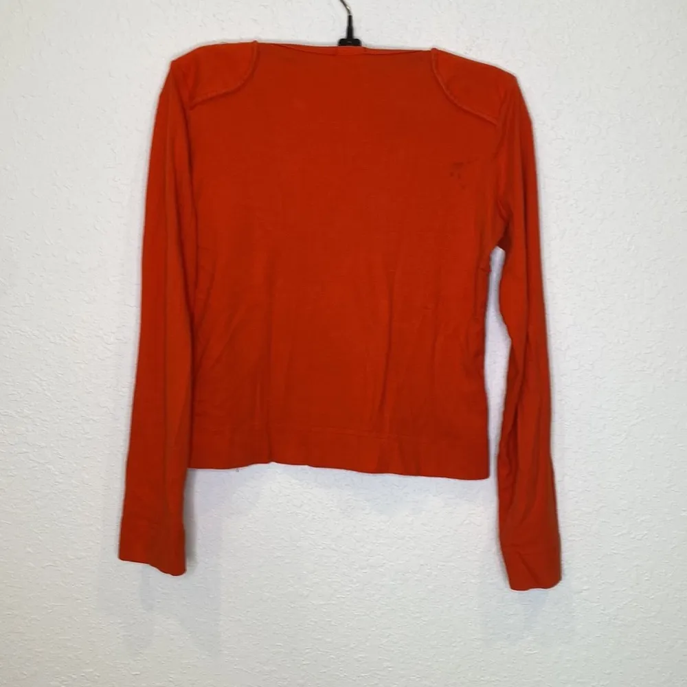 Lux Vintage Y2K Long Sleeve Cropped Top w/ Velcro Shoulders Sz S Orange - Image 6
