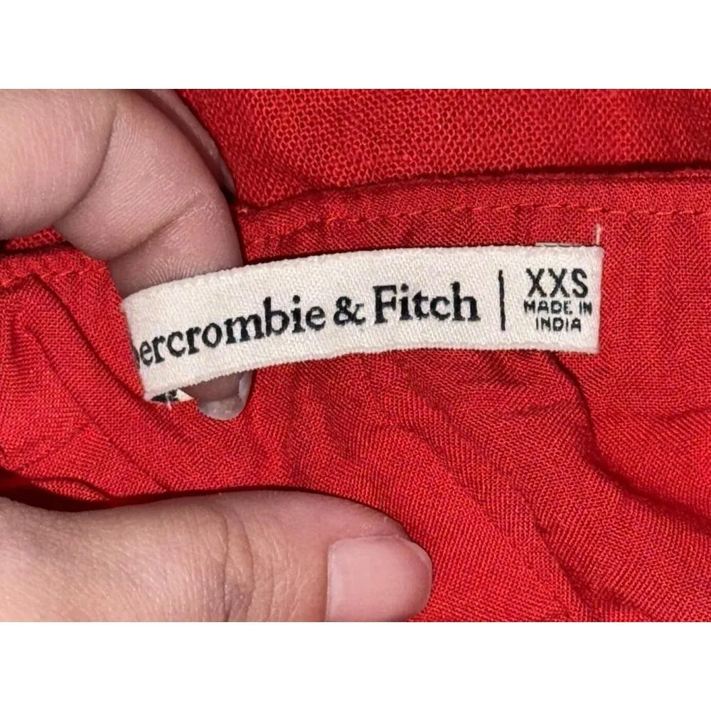 NEW Abercrombie & Fitch Red Linen Viscose Wrap Asymmetrical Mini Skirt Size XXS - Image 4