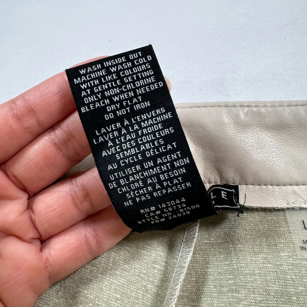 Bagatelle Collection Cream Color Cropped Wide Leg Leather Pants Womens Size L - Image 8