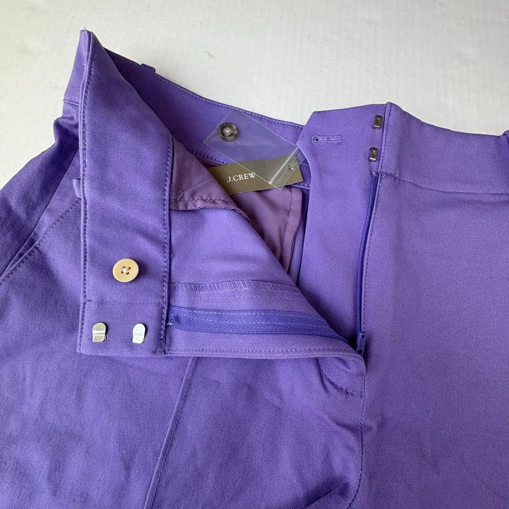 NWT Women's J.Crew Pintuck suit short in bi-stretch cotton blend purple size 12 - Image 6
