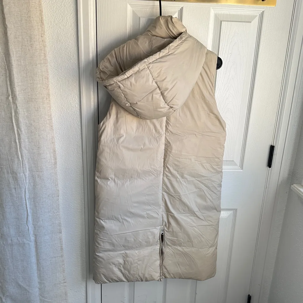 Anthropologie Long Cream Puffer Vest - Image 7