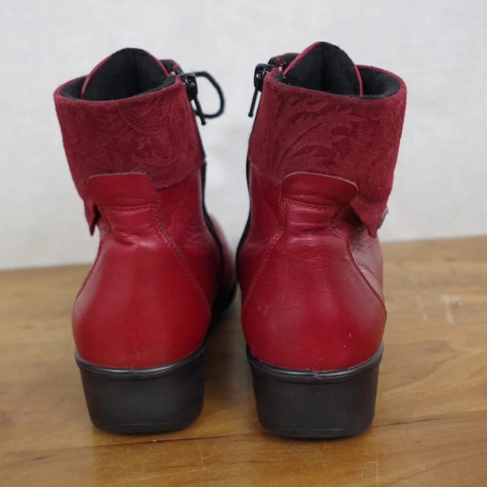 Dromedaris Side Zip Red Leather Portuguese Made Ladies' Boots Size EU 38 - Image 8