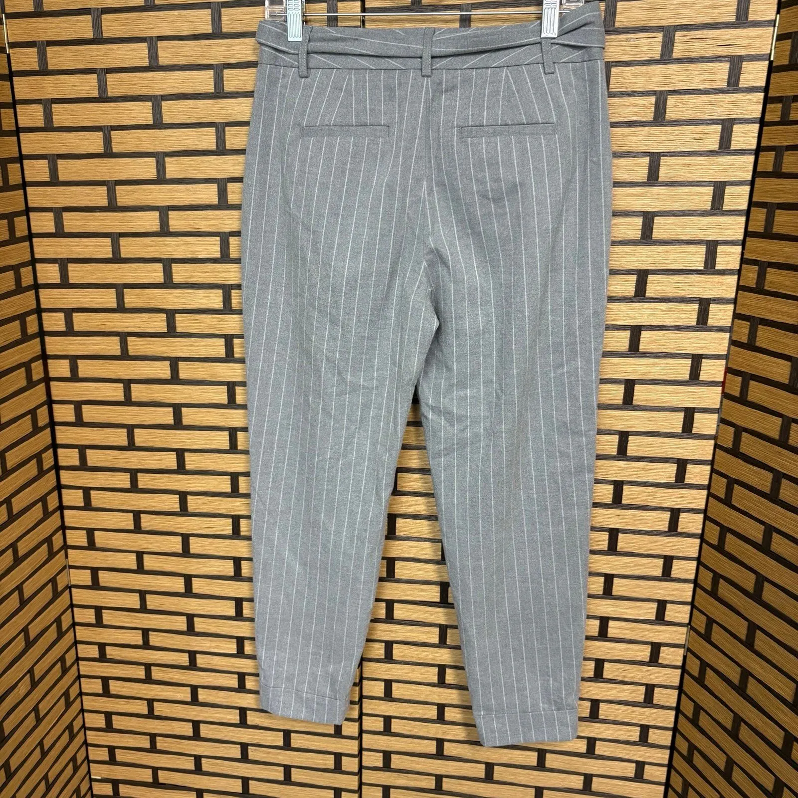 Banana  Republic Gray And White‎ Stripe Belted Dress Pants Size 4 - Image 2