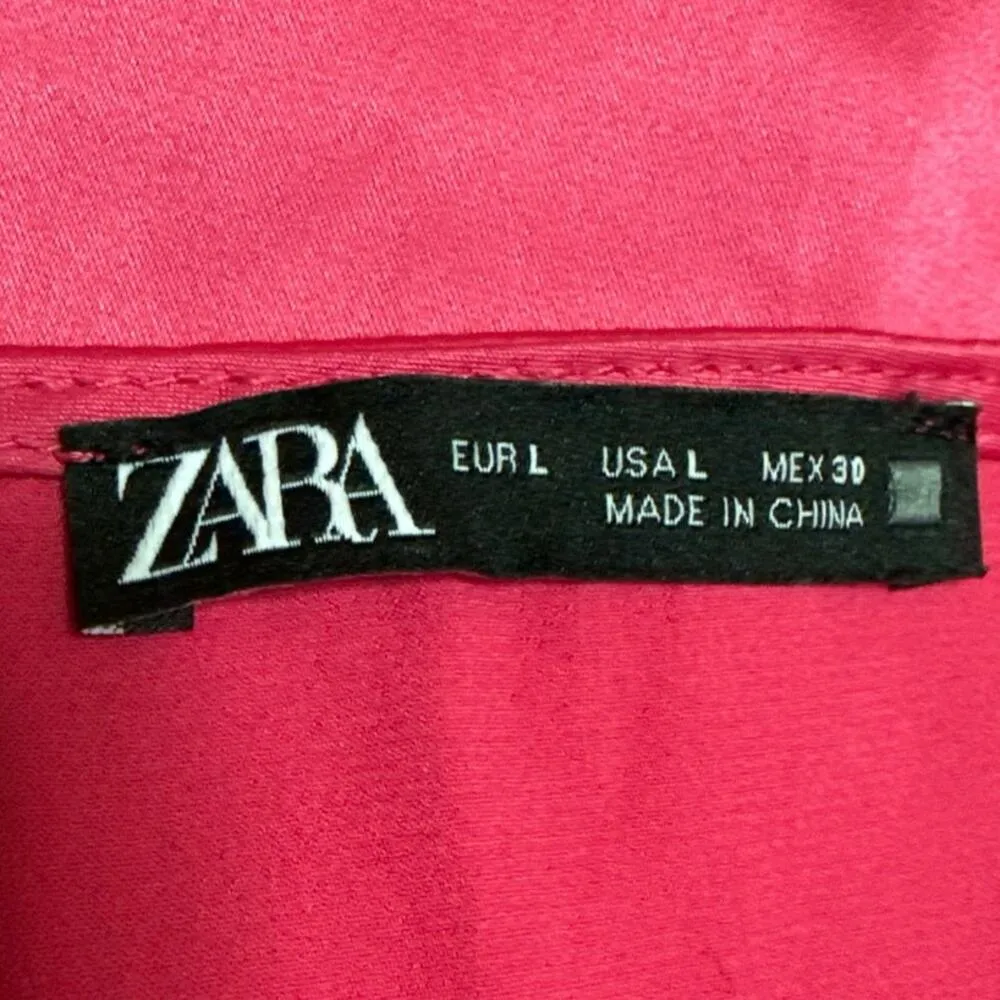 Zara Women's Pink Silk Satin Sleeveless Cami Camisole Mini Slip Tank Dress Sz L - Image 3