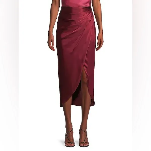 AIIFOS ORLA Skirt Metallic Satin MIDI Skirt In Metallic Red - Image 10