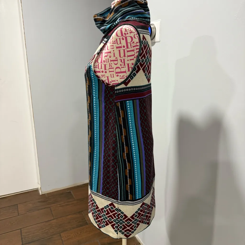 Vintage Y2K Funky People Knit Shift Dress Blue Geometric Southwest Striped S‎ - Image 4