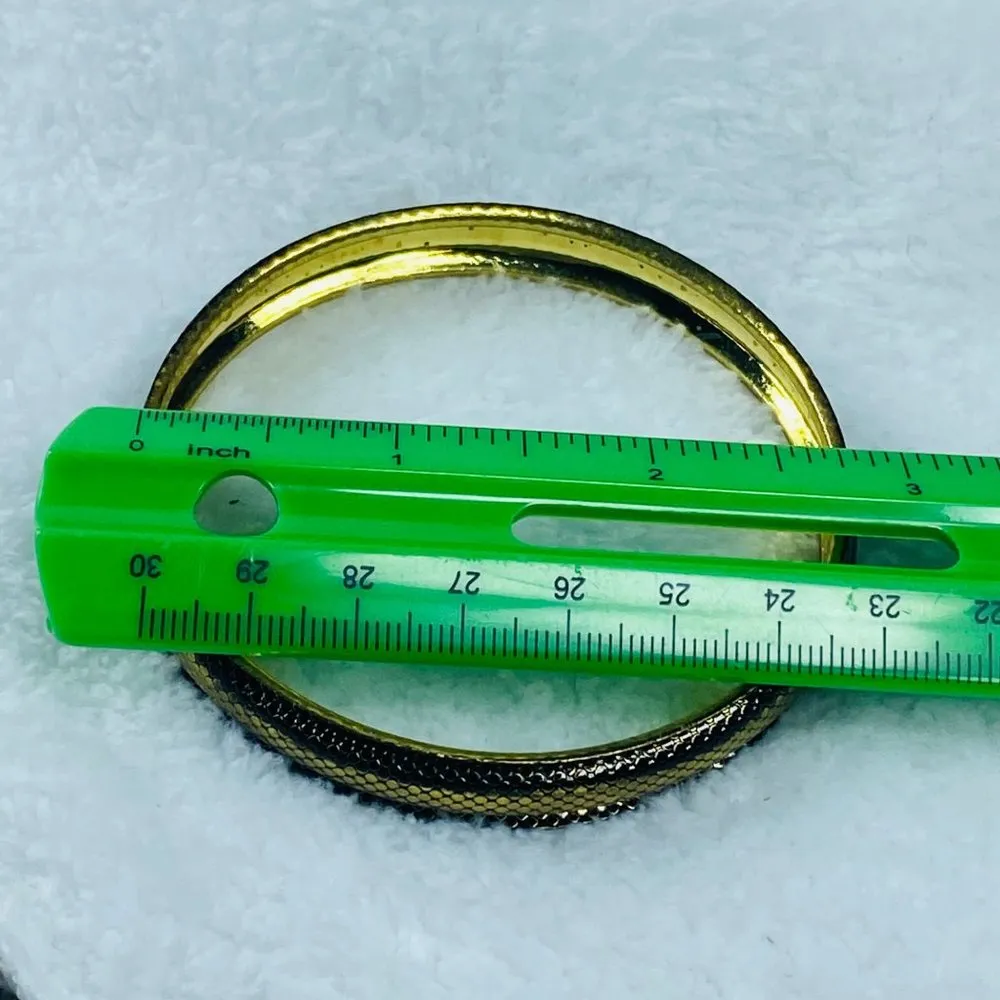 Bangle Bracelet Gold Brass Black Colors Textured Metal Slip on - Image 5