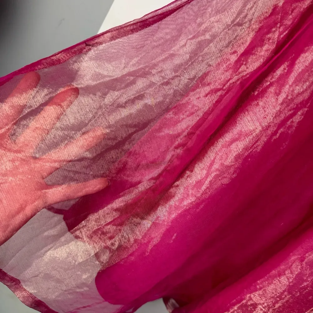 Vtg Y2K Pink Silk Sheer Iridescent Maxi Skirt Sz 6 Ballerinacore Retro - Image 8