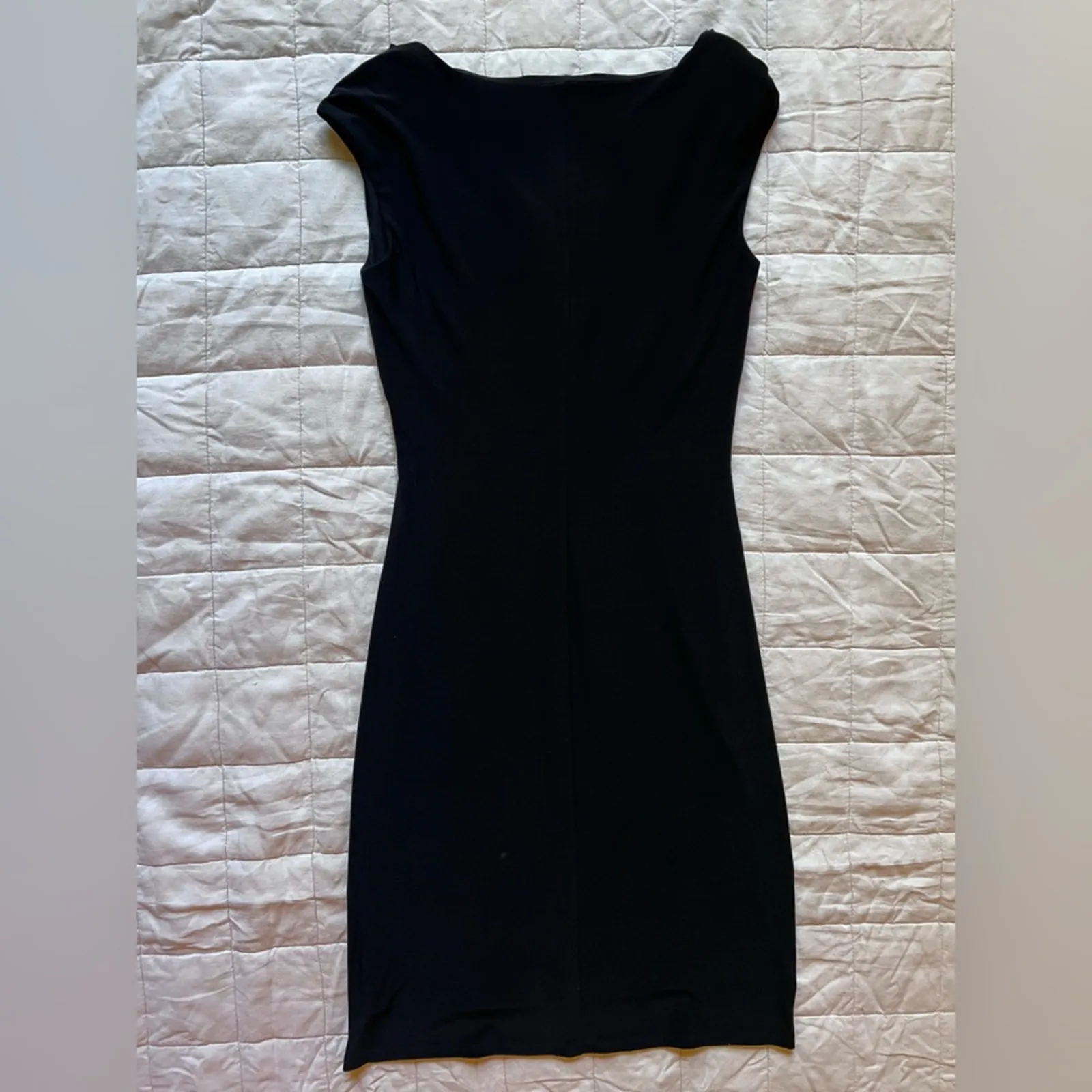 LRL Black Wrap Effect Cowl Neck Elegant Black Midi Dress Classic Holiday - 6 - Image 2