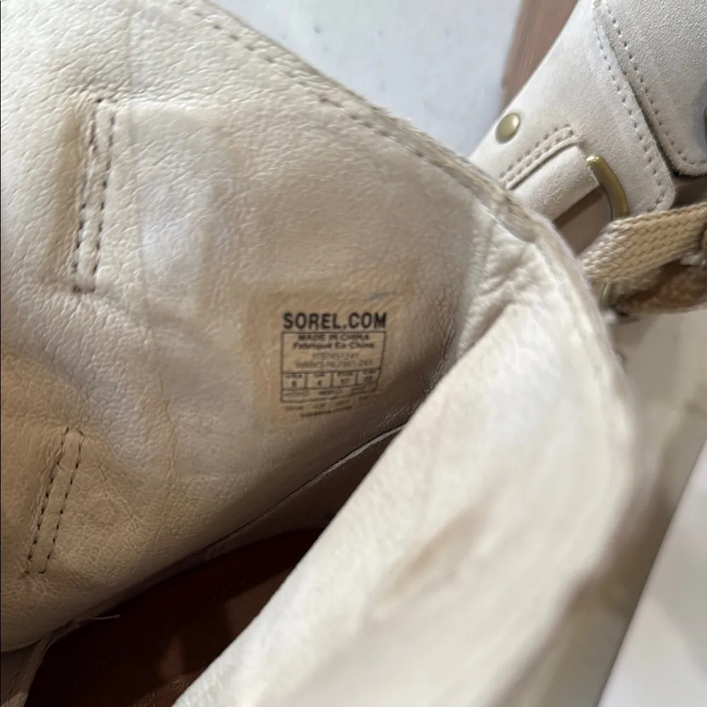 Sorel Stylish Cream Wedge Sandals - Image 6