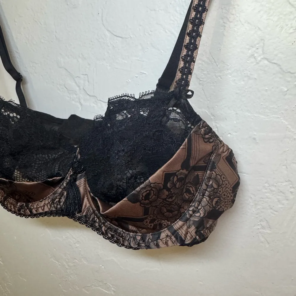 AUBADE LACE BRA 32C PARISIAN FRENCH LINGERIE LIKE NEW Black Size undefined - Image 2