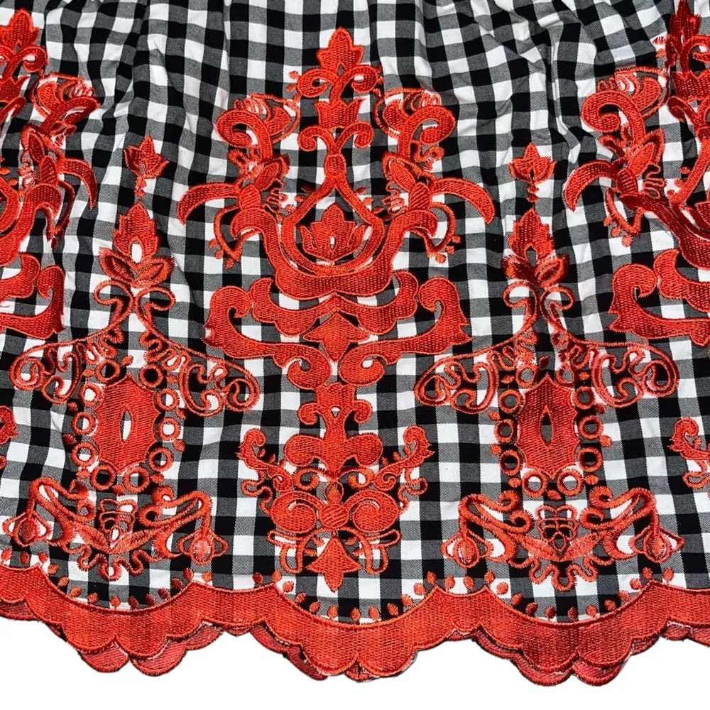 Laundry by Shelli Segal Gingham Embroidered A-Line Sleeveless Dress size 0 - Image 5