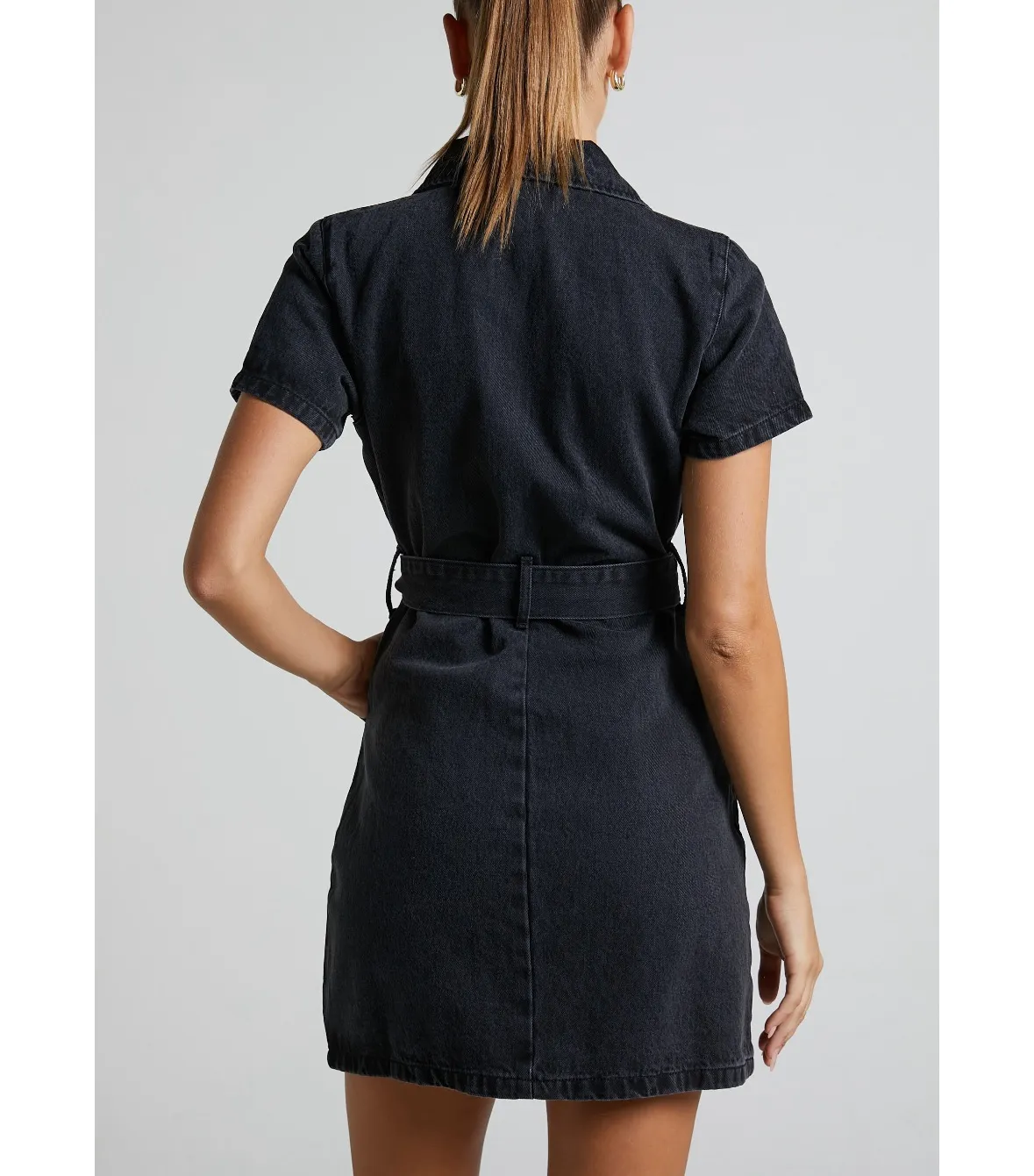 Nandini Mini Black Denim Dress - Image 4