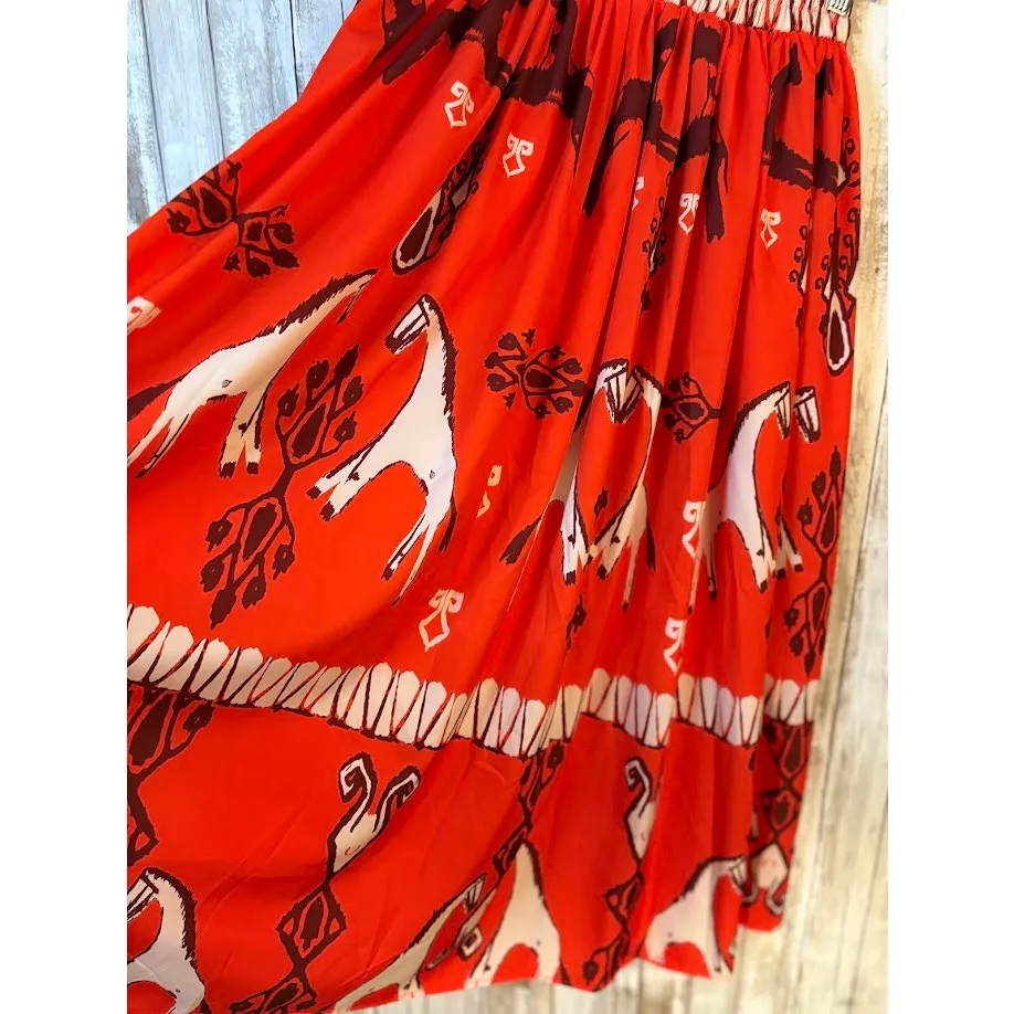 SundayUp Boutique Brand Horse Print Skirt Size Small NWT Orange - Image 3
